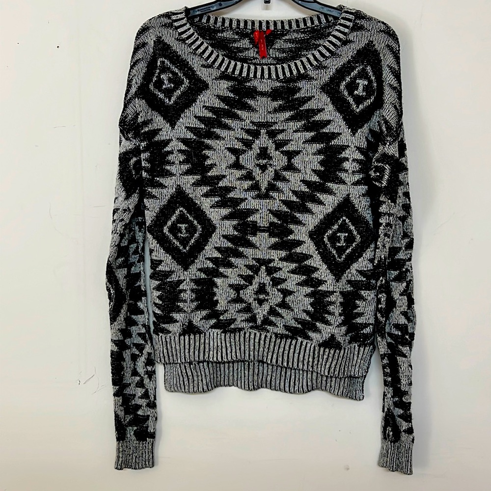 🌞 Red Camel Est.1931 black & gray knit sweater long sleeves crew zig zag men L